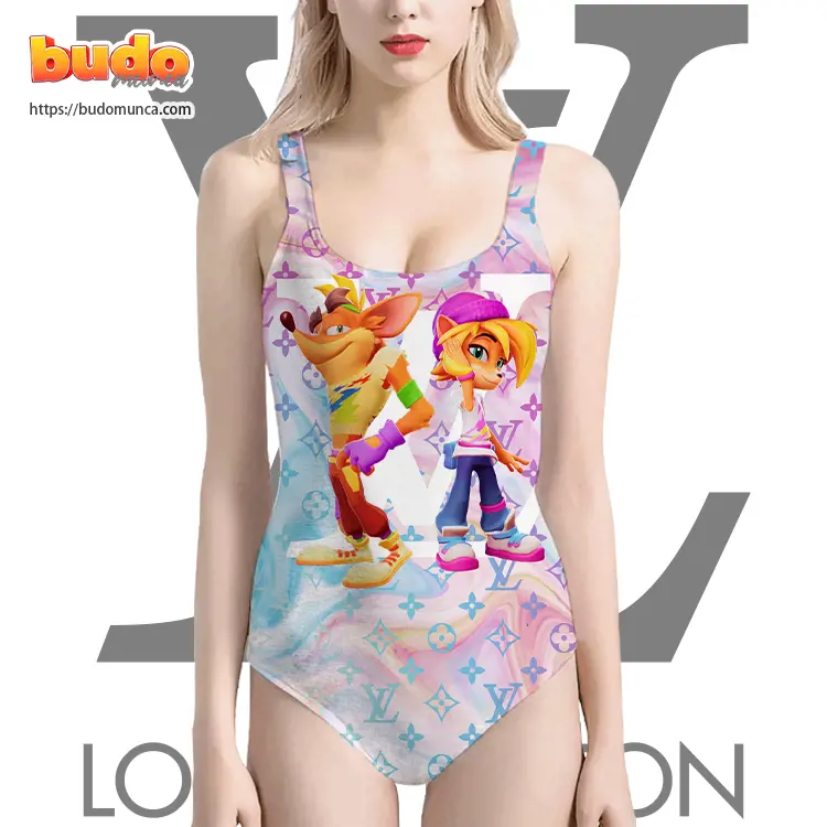 Lv feat crash bandicoot game couple swimsuit louis vuitton gift uninque for women